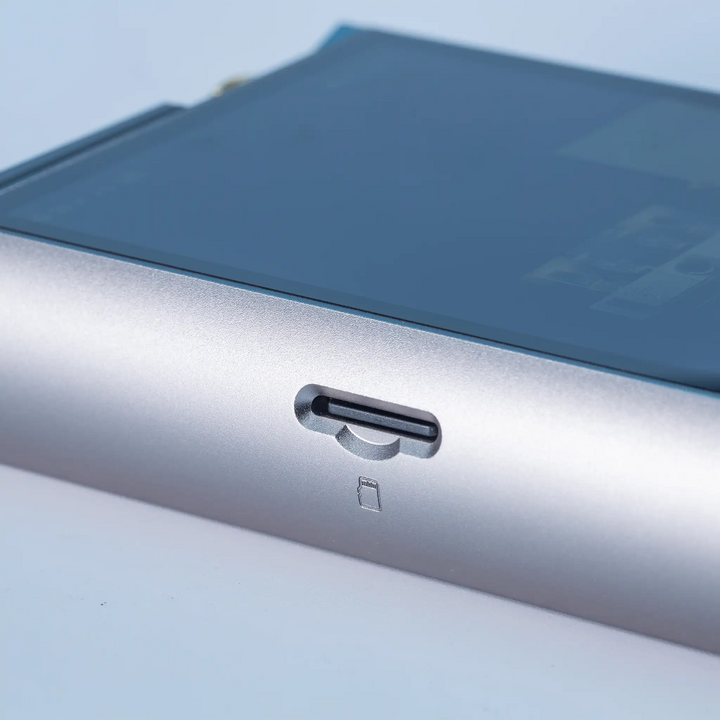 Cayin N7+ DAP closeup of side SD card slot whitebox