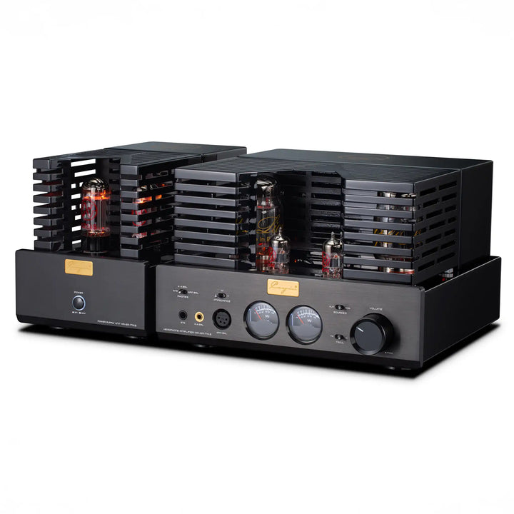 Cayin HA-6A MK2 black with cage on front right 3 quarter angle whitebox