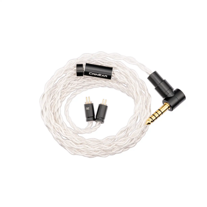 CrinEar Daybreak IEMs modular cable sitting Birdseye view whitebox