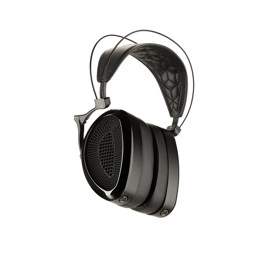 Dan Clark Audio Noire XO open-back headphones front left 3 quarter angle whitebox