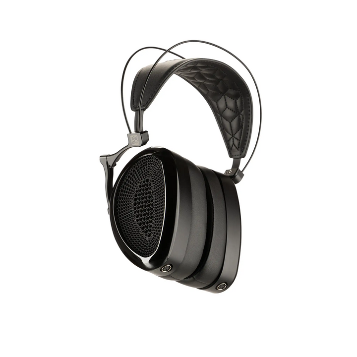 Dan Clark Audio Noire XO open-back headphones front left 3 quarter angle whitebox