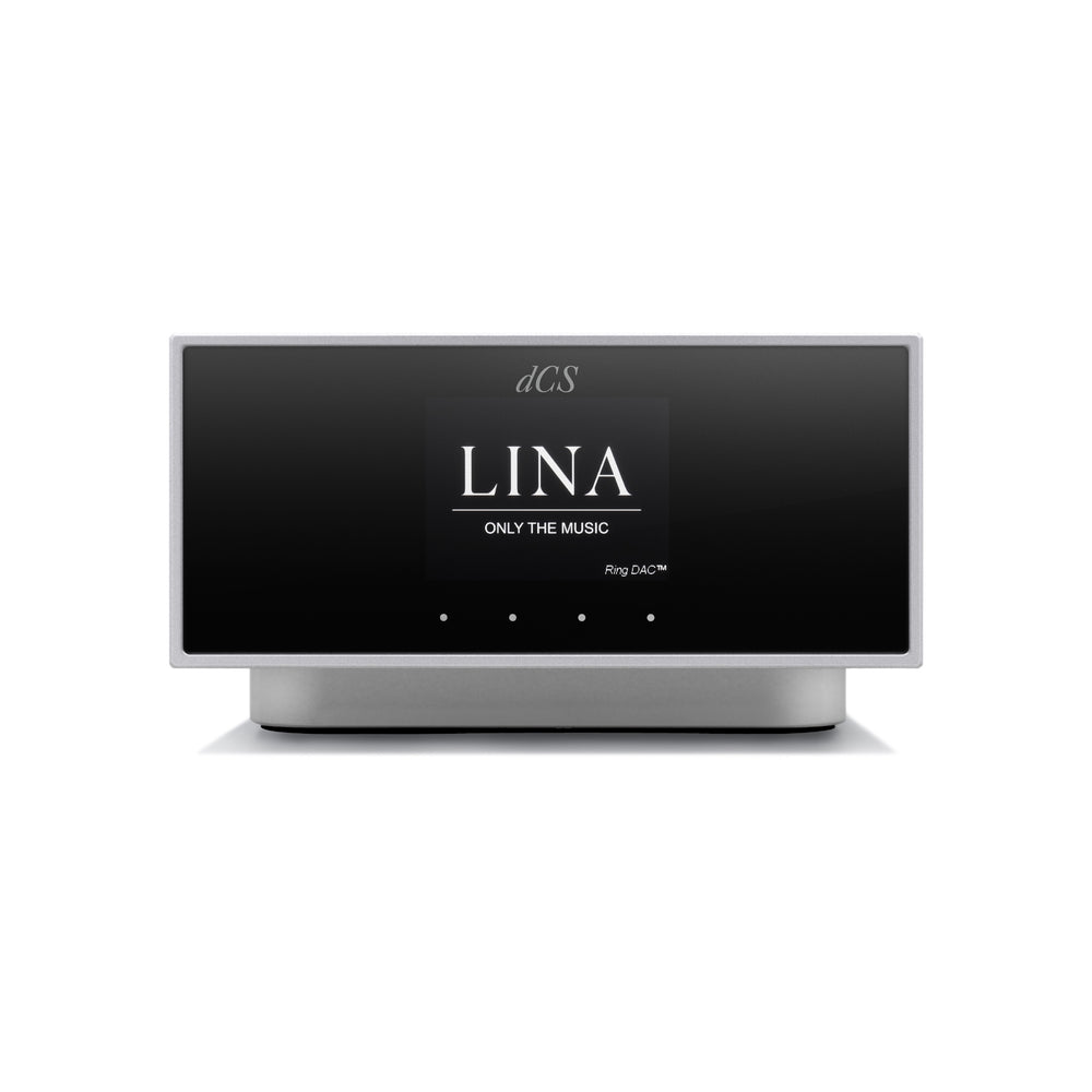 dCS Lina network DAC silver front over white background