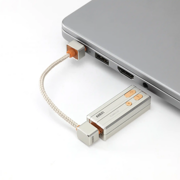 ddHiFi TC03SL cable attached to DAC/amp and phone whitebox