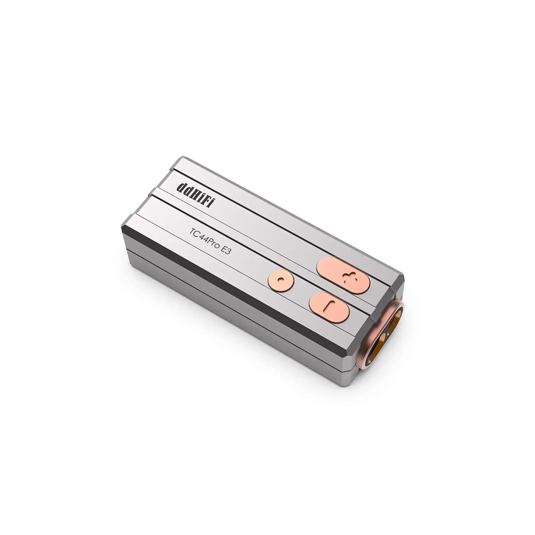 ddHiFi TC44Pro E3 DAC dongle sitting front right 3 quarter angle top down view whitebox
