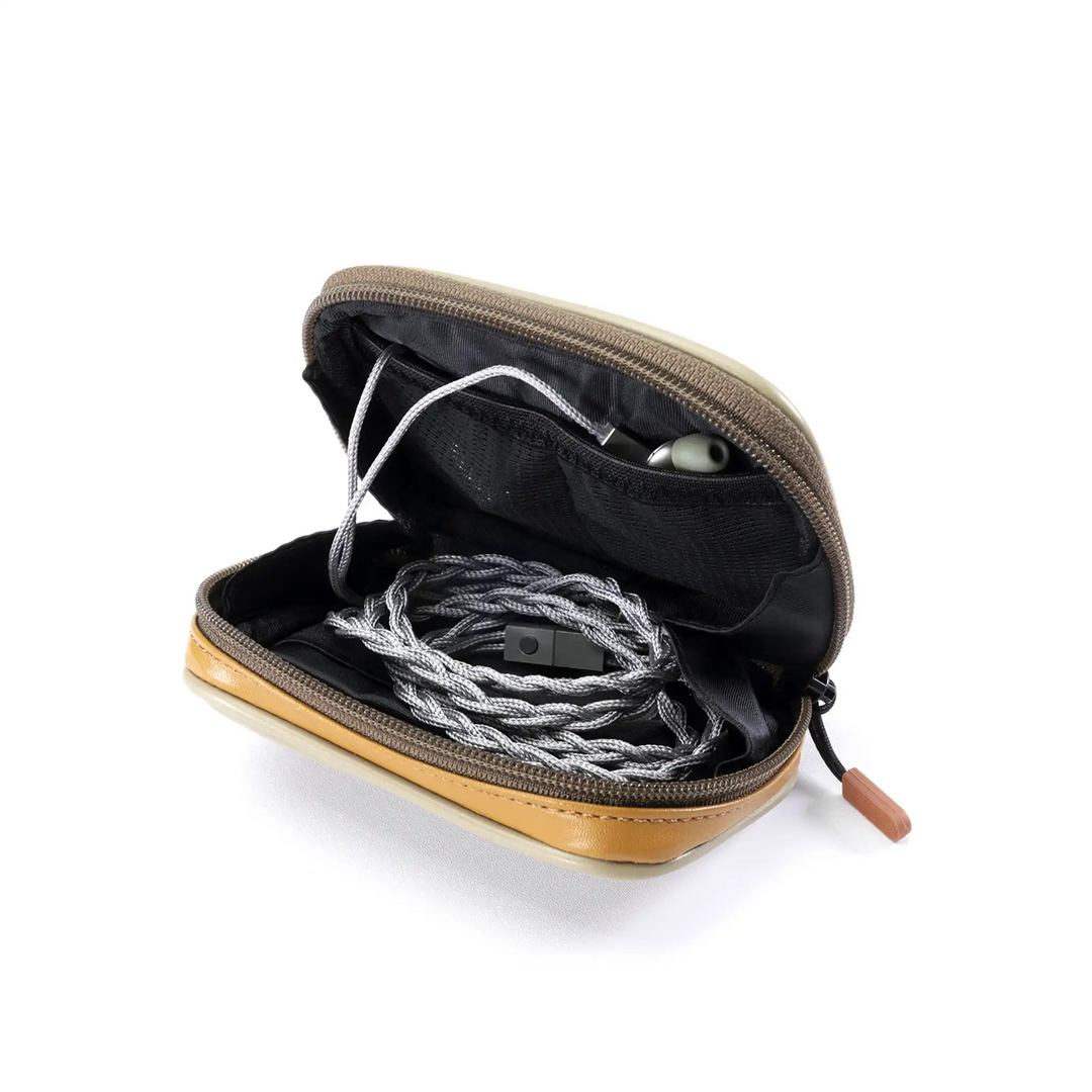 ddHiFi CZ120 retro portable earphone case open with IEMs inside whitebox