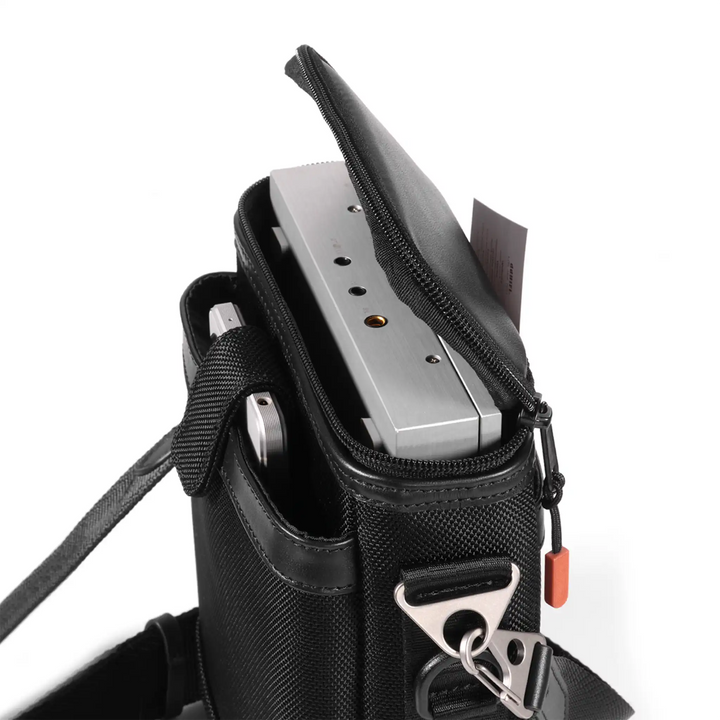 ddHiFi CZ200 Cube Bucket Bag standing profile view with player inside whitebox
