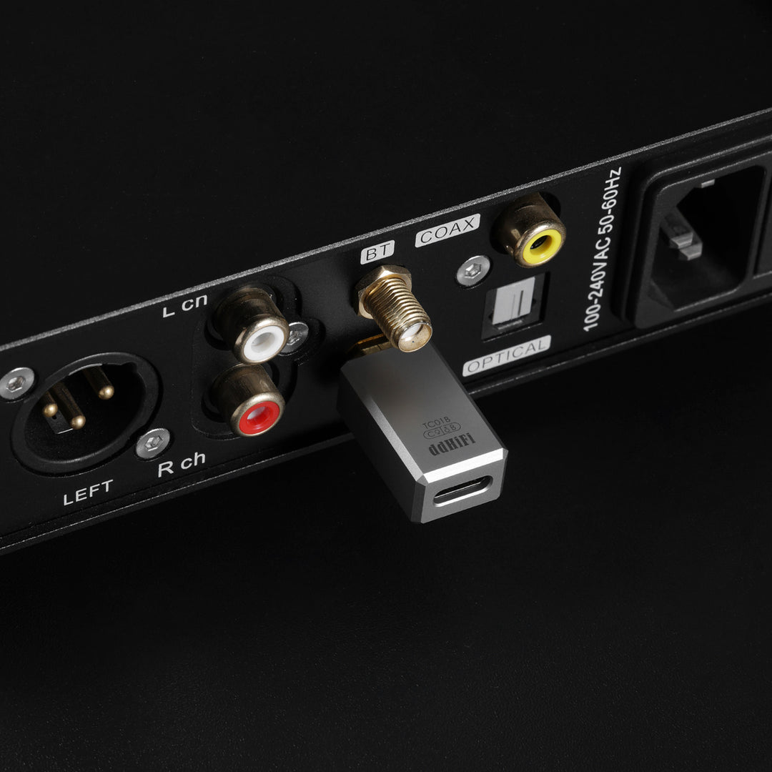 ddhifi tc01b plugged into DAC closeup