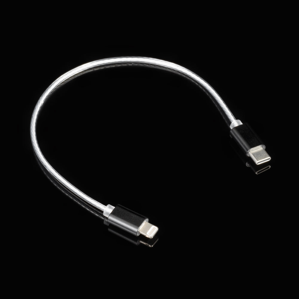 DITA Audio Lightning to USB-C cable over black background