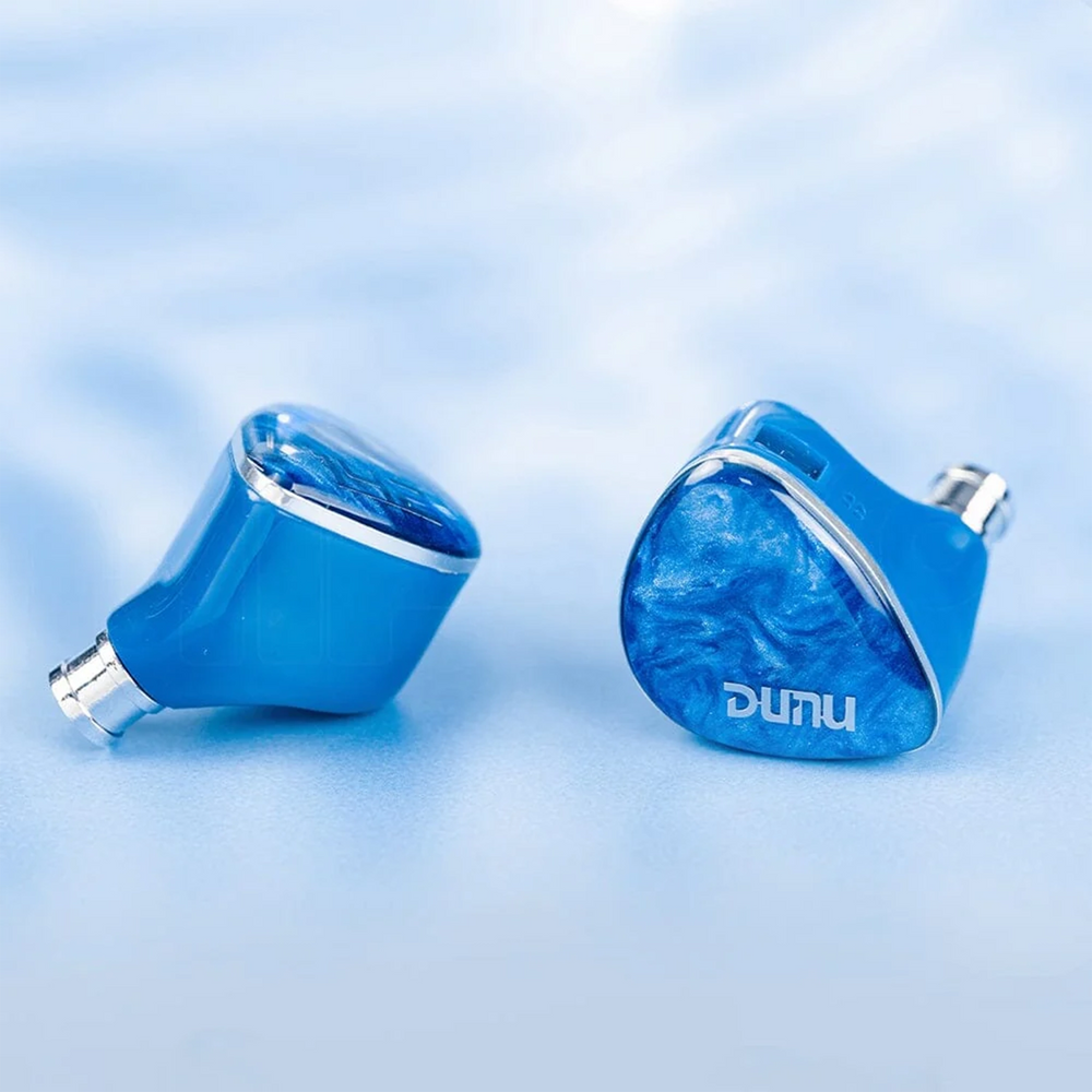 DUNU DN142 iems left side view right front view on blue background