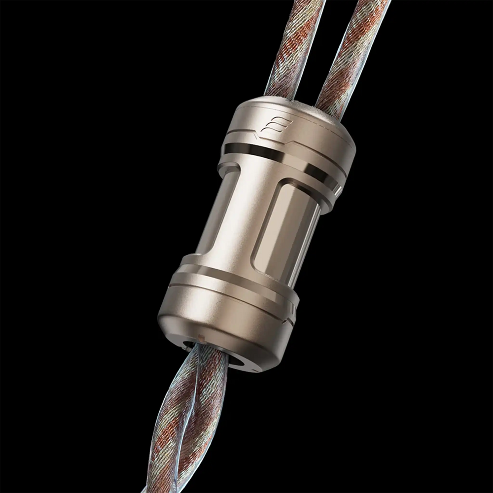 Effect Audio Fusion 1 2025 IEM upgrade cable closeup y-split on black background
