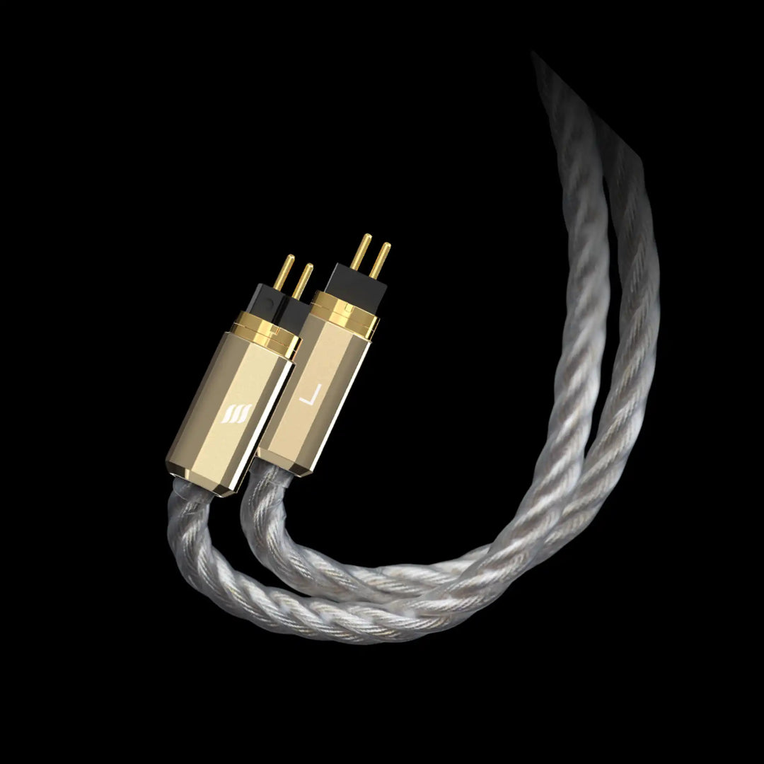 Effect Audio Leonidas Z Master Edition cable 2pin connectors closeup on black background