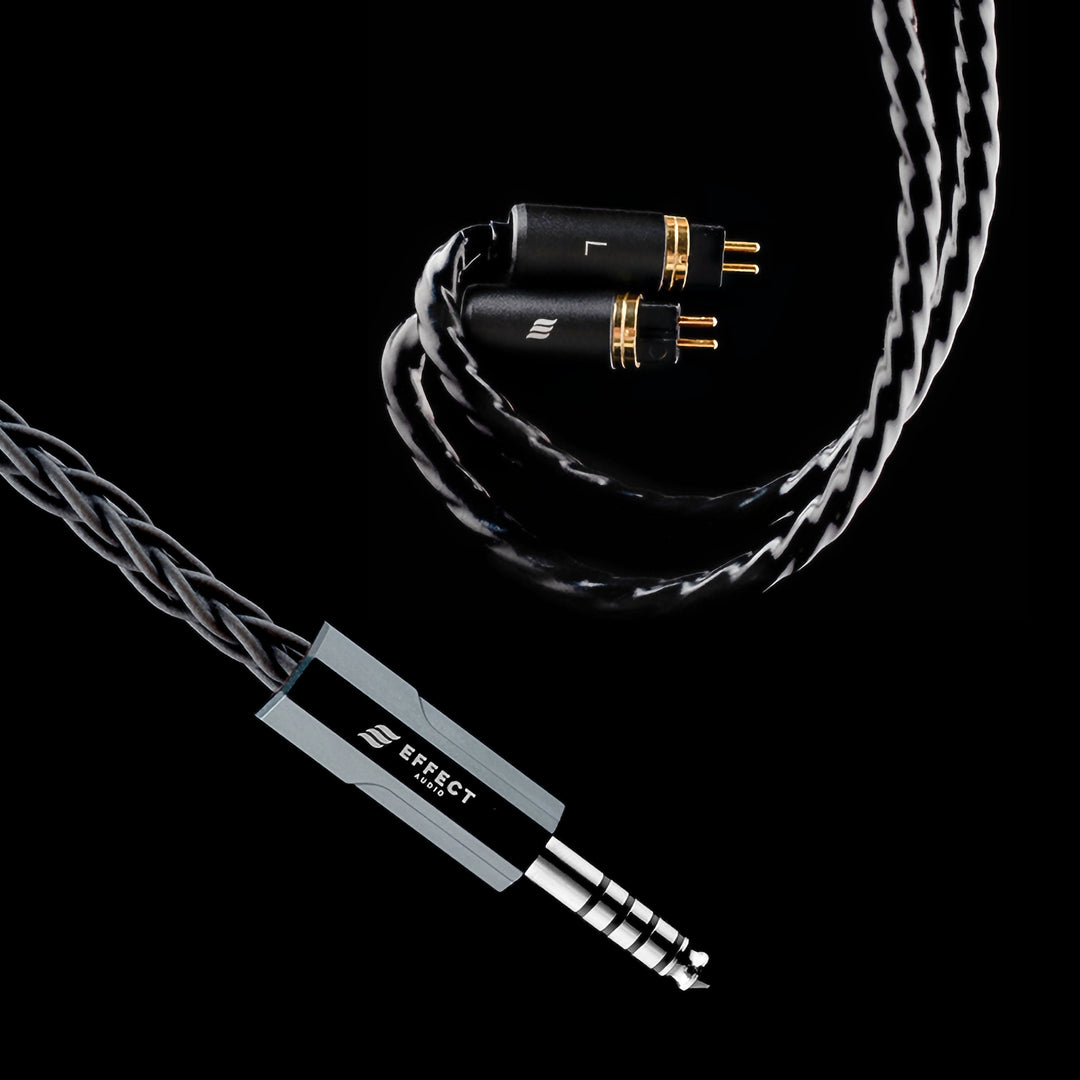 Effect Audio Eros S 2 2-pin and 4.4mm connectors bird's eye black background