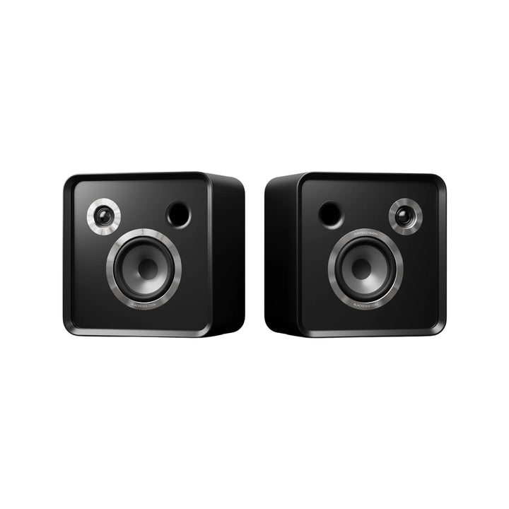 EverSolo SE100 bookshelf speakers front view without cover whitebox