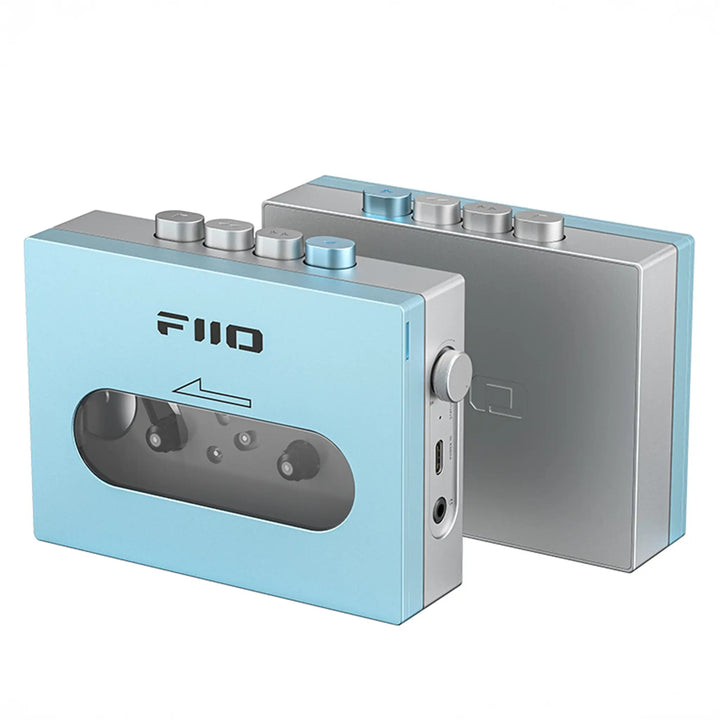 FiiO CP13 blue front and back 3 quarter angle whitebox