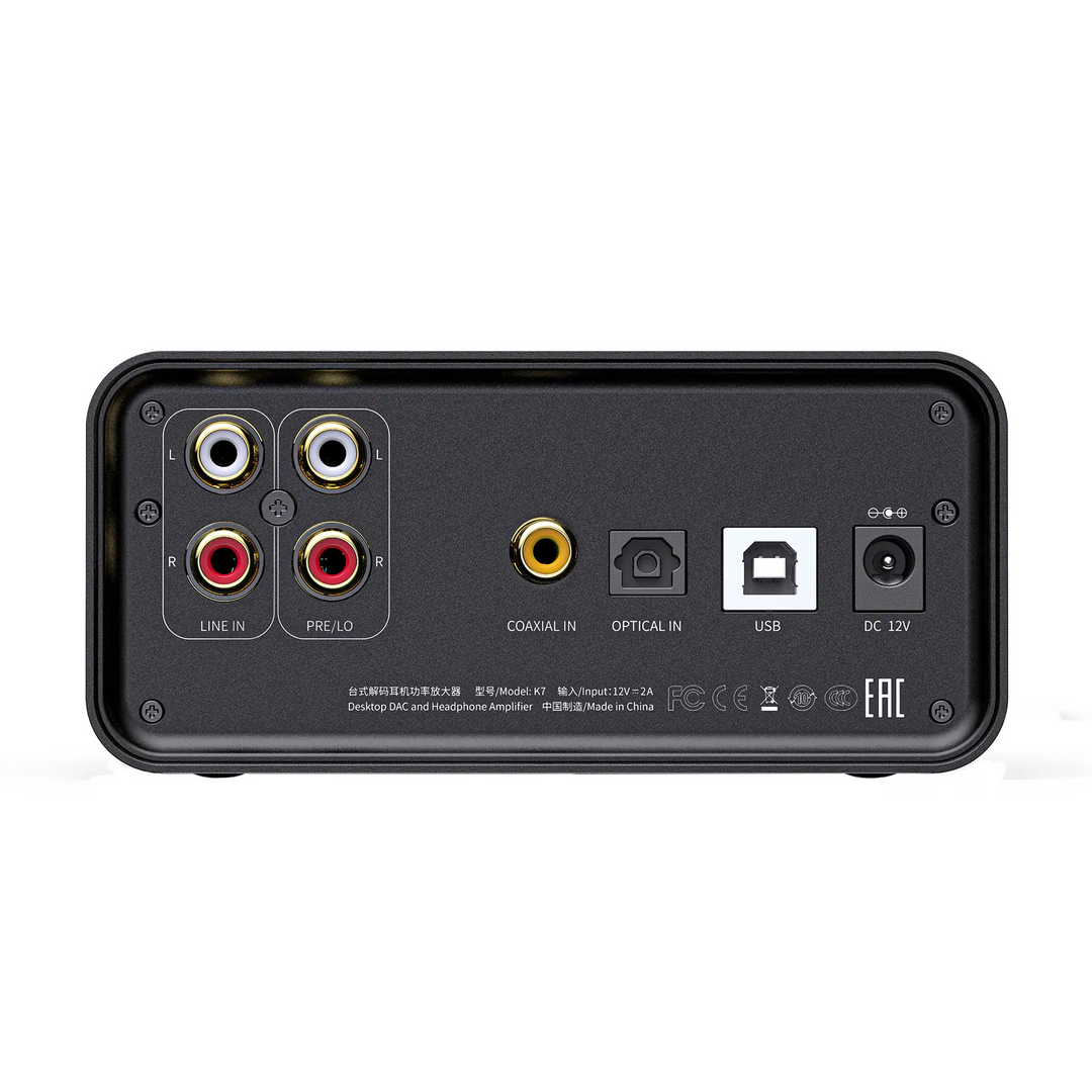 FiiO K7 DAC/Amp back interface center whitebox