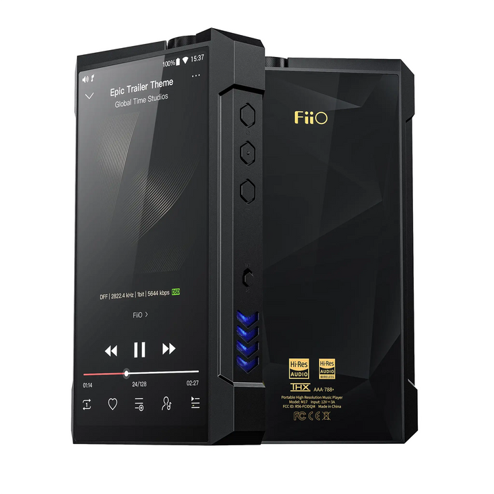 FiiO M17 DAP right 3 quarter angle and back whitebox