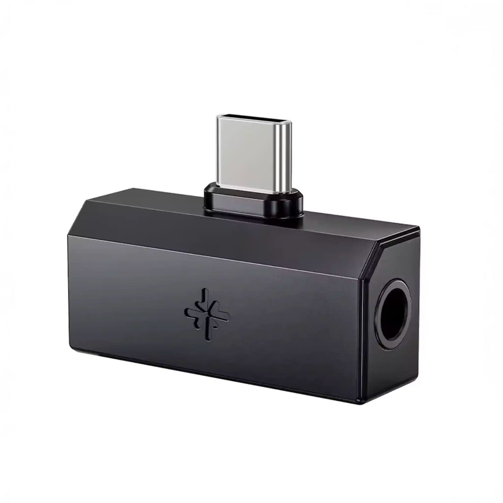 FiiO Tiny B black DAC and amp standing front right 3 quarter whitebox