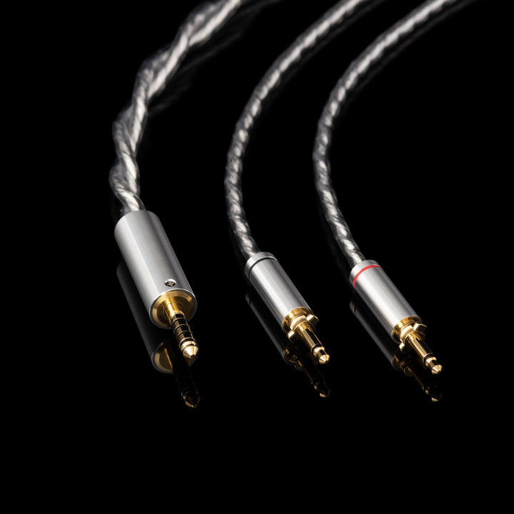 Final Audio D8000 DC Pro stock cable highlighting 4.4mm and 3.5mm mono connectors