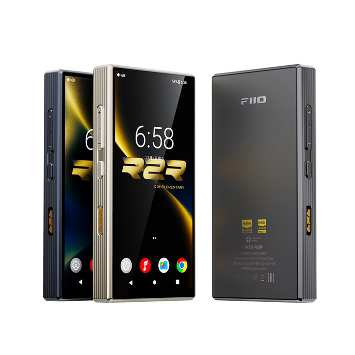 FiiO M33 digital audio player x3 front and rear view whitebox