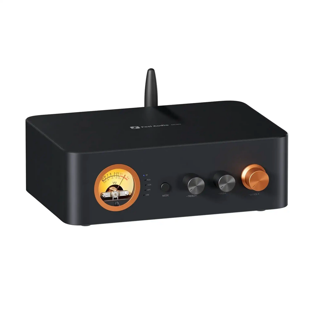 Fosi Audio MC351 amplifier front left 3 quarter angle whitebox