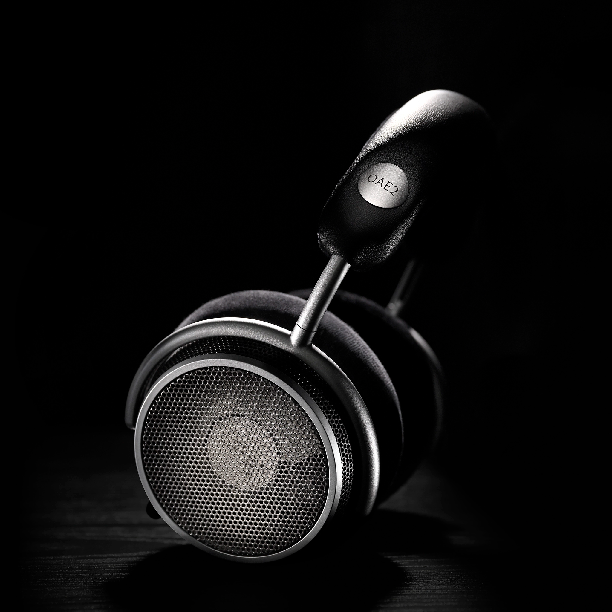 Grell Audio OAE2 headphone left side profile view on black background