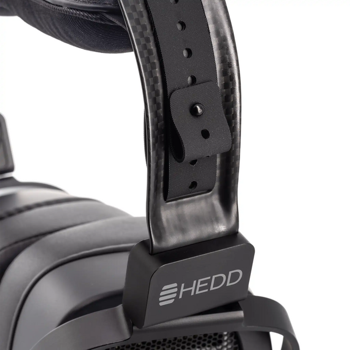 HEDD HEDDphone TWO closeup of HEDD logo on headband whitebox