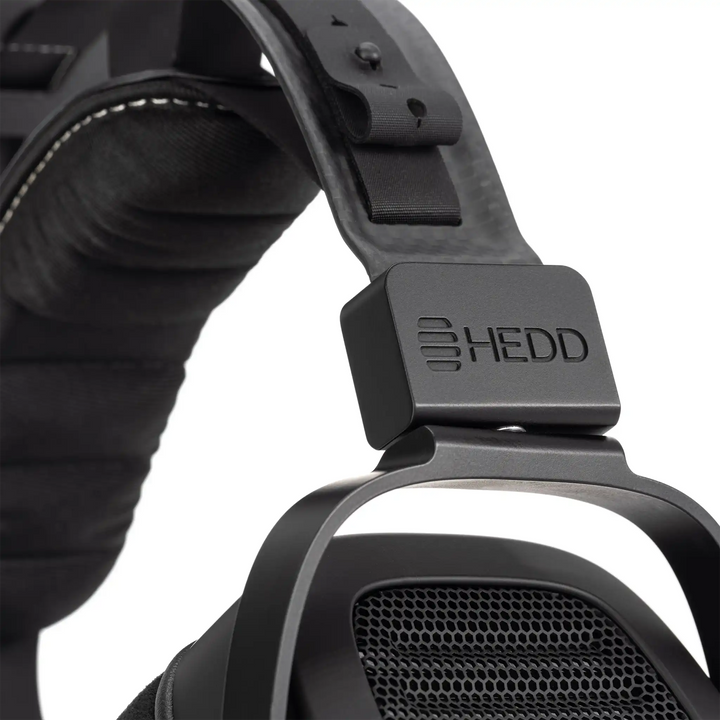 HEDD HEDDphone TWO GT closeup of HEDD logo on band whitebox