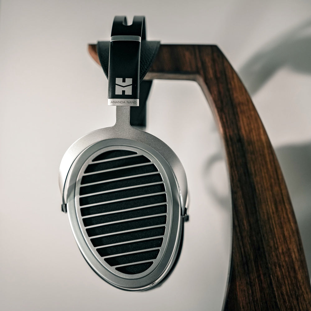 HiFiMAN Ananda Nano right profile on headphone stand from Bloom Audio gallery