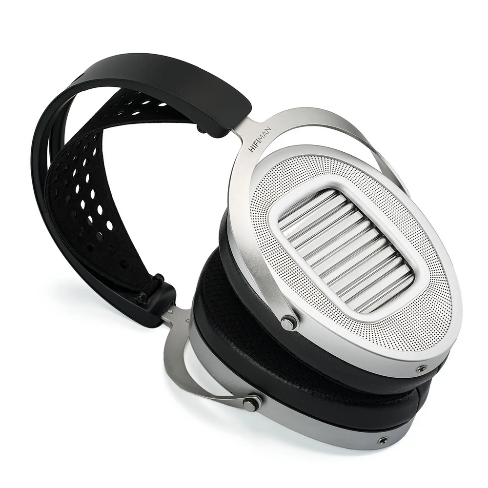 HIFIMAN Ananda Unveiled headphones sitting top down view of left ear cup whitebox