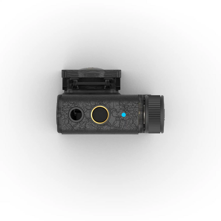 iFi GO blu Air dac/amp top birdseye view with magnetic clip whitebox