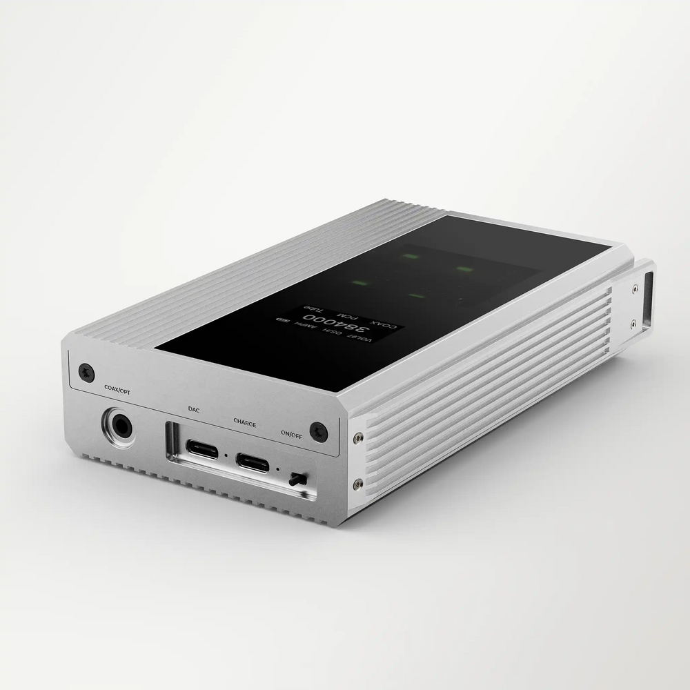 iBasso D17 Atheris DAC/amp laying down top left corner whitebox