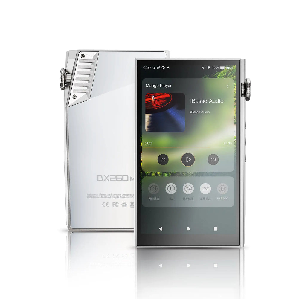 iBasso DX260MK2 DAP x2 in white silver standing front and back view whitebox