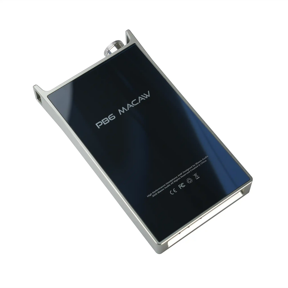 iBasso PB6 Macaw lying back facing up rotated 30 degrees left whitebox