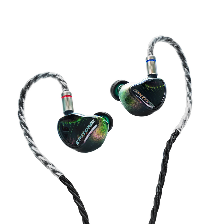 iBasso Epitome IEMs front view with cable attached whitebox