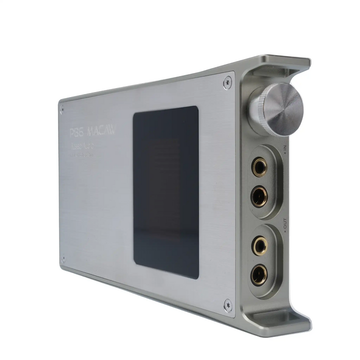 iBasso PB6 Macaw sitting on side front bottom view whitebox