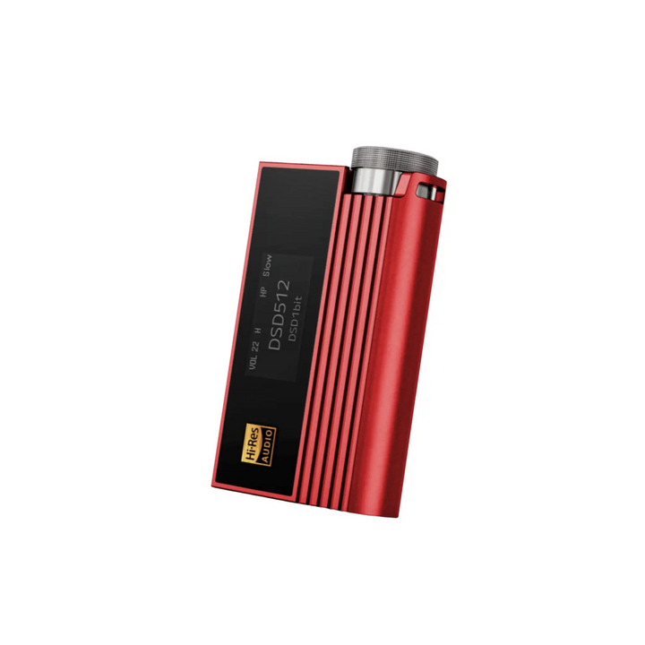 iBasso red Nunchaku DAC front quarter whitebox