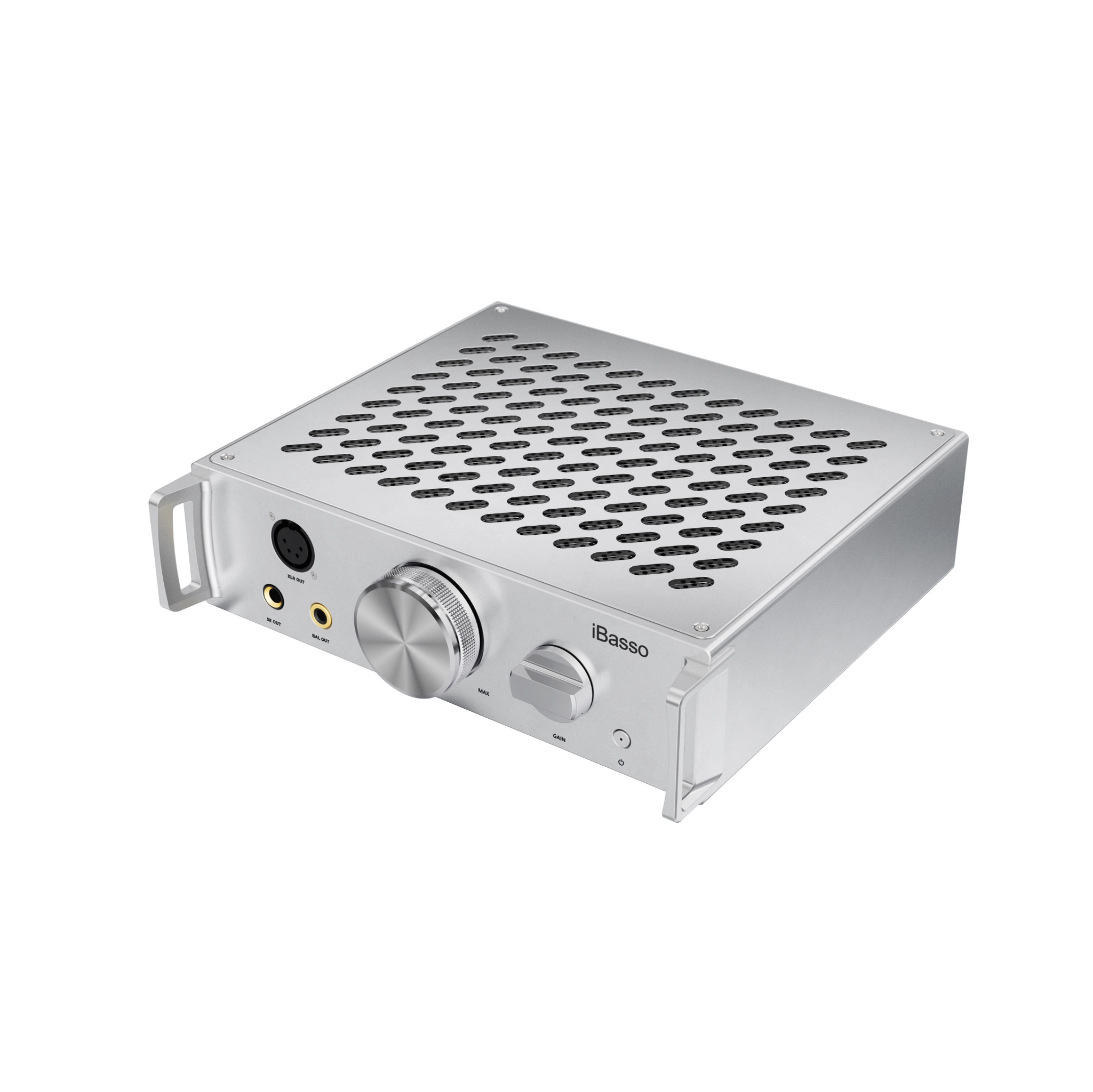 iBasso Kunlun desktop amplifier sitting front right 3 quarter whitebox
