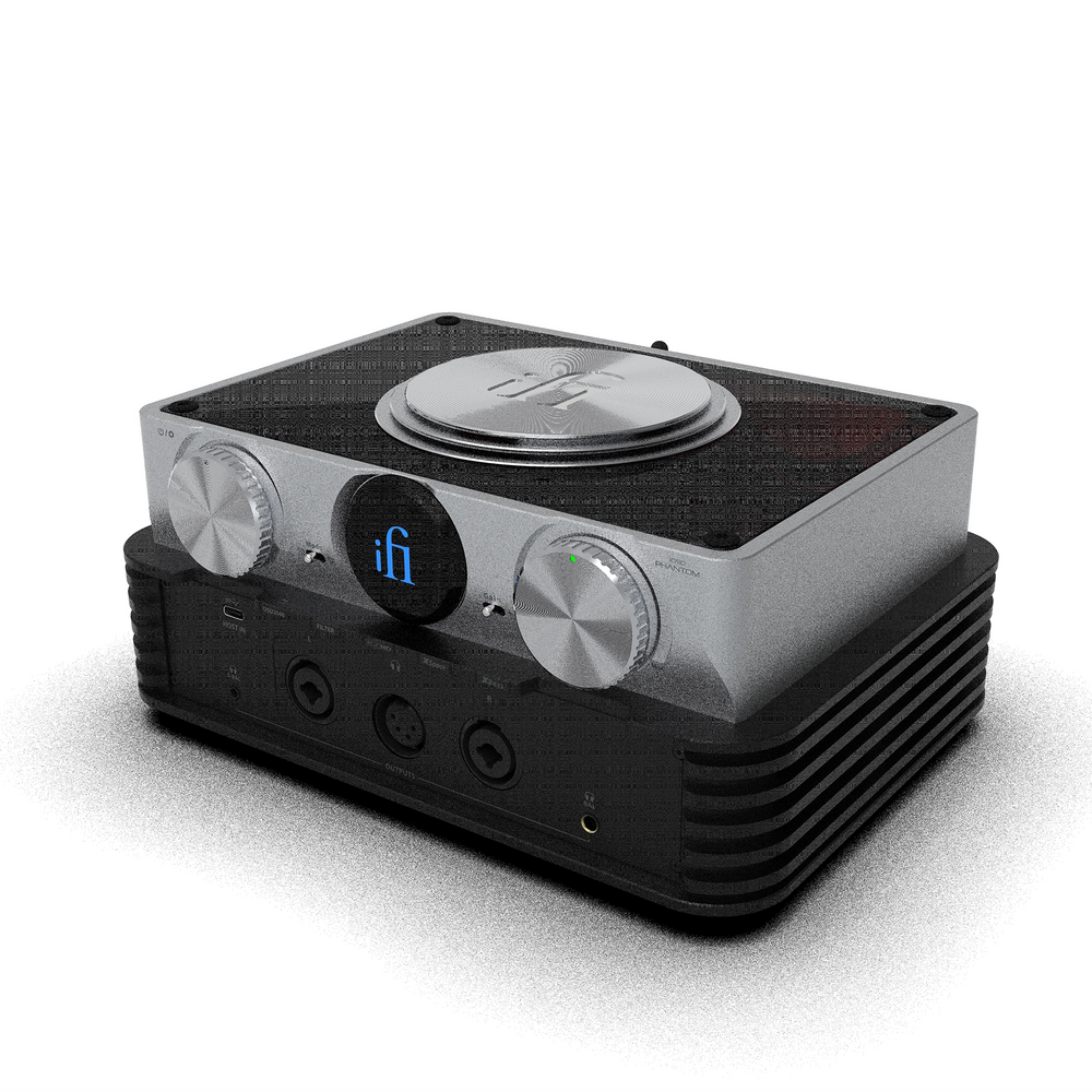 iFi Audio iDSD Phantom DAC/amp sitting front right 3 quarter whitebox