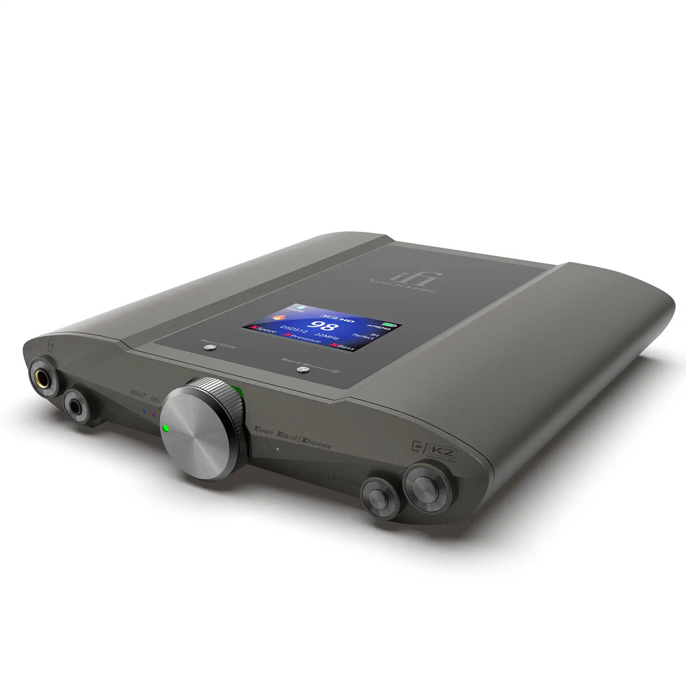 iFi Audio iDSD Valkyrie black amp front right 3 quarter whitebox