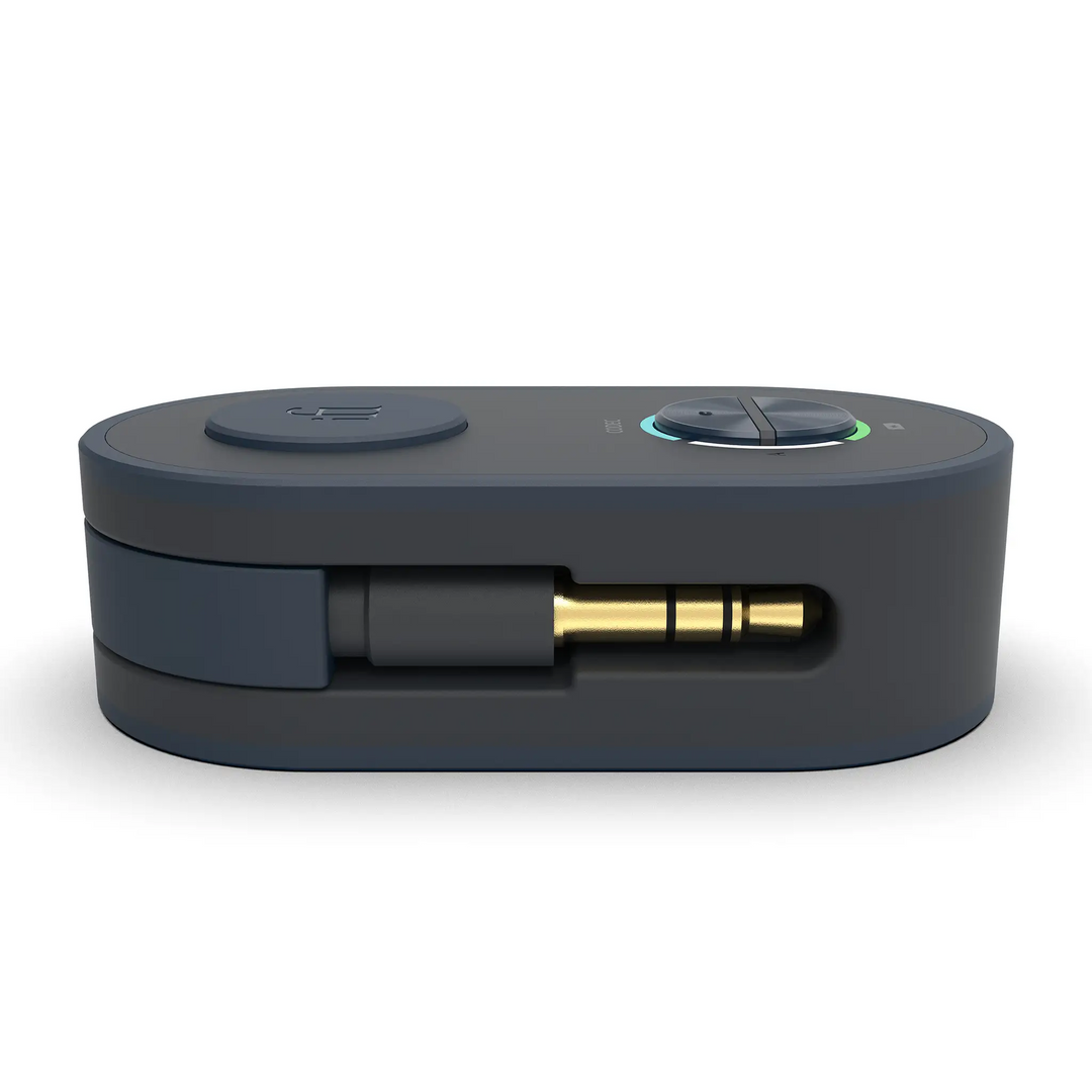 iFi Audio UP Travel bluetooth adapter lying left profile view whitebox