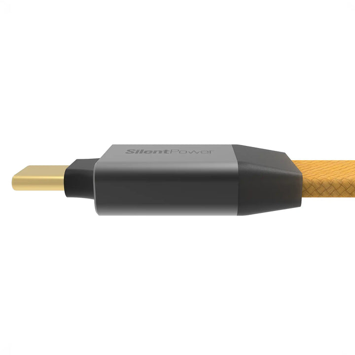 iFi Pulsar USB cable USB-C male side view with silent power logo on top whitebox