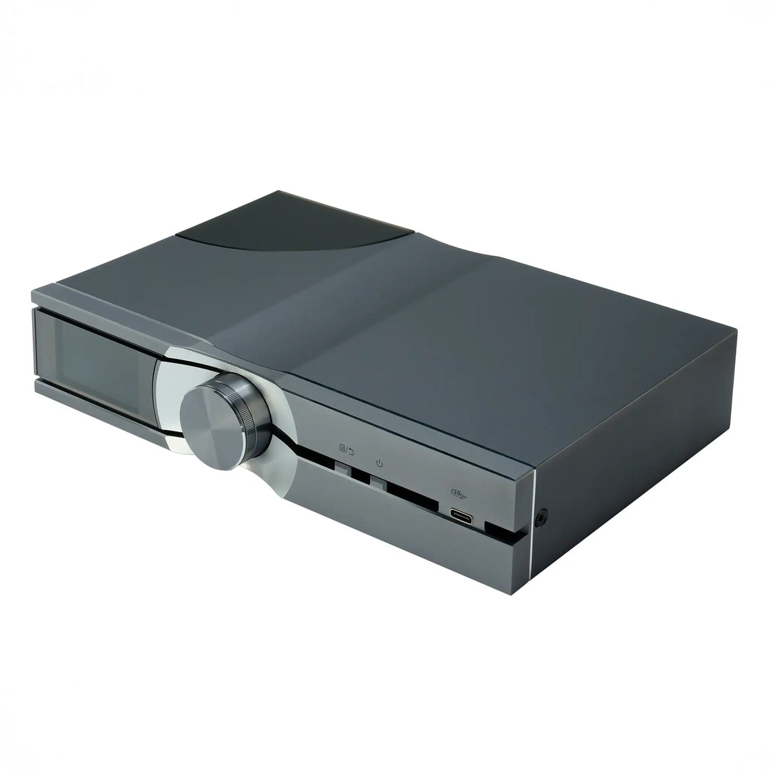 iFi Audio OMNI USB sitting front right 3 quarter angle whitebox