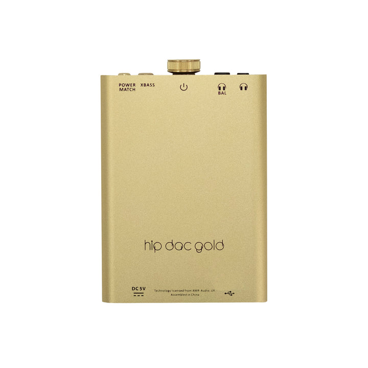 iFi hip-dac 2 gold bottom over white background
