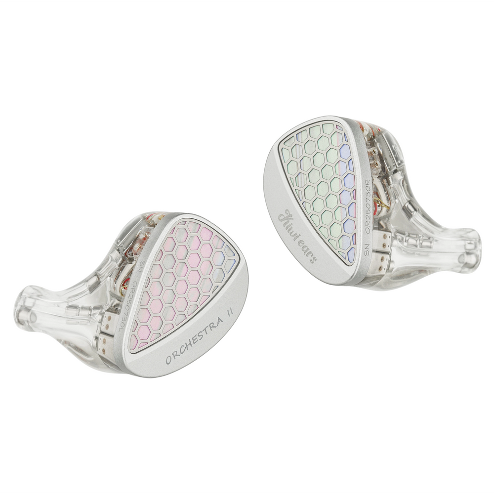 Kiwi Ears Orchestra II IEMs front diagonal whitebox