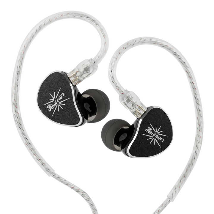 Kiwi Ears Belle IEMs in black with cable attached whitebox