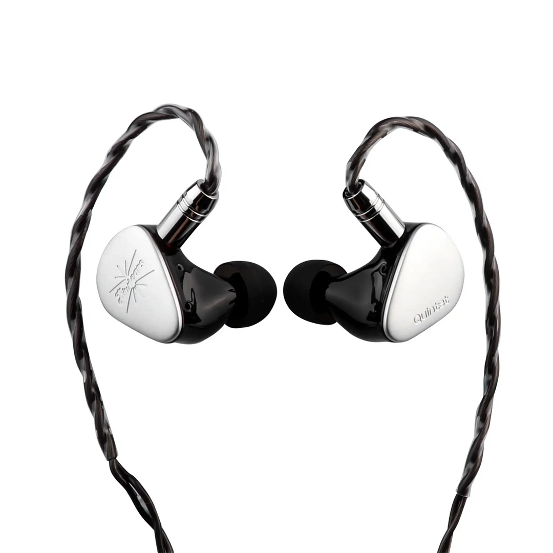 Kiwi Ears Quintet iems front view with cable whitebox