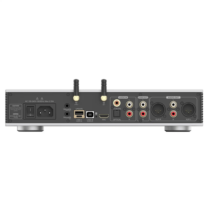 Luxsin Audio X9 DAC and headphone amp sitting rear whitebox