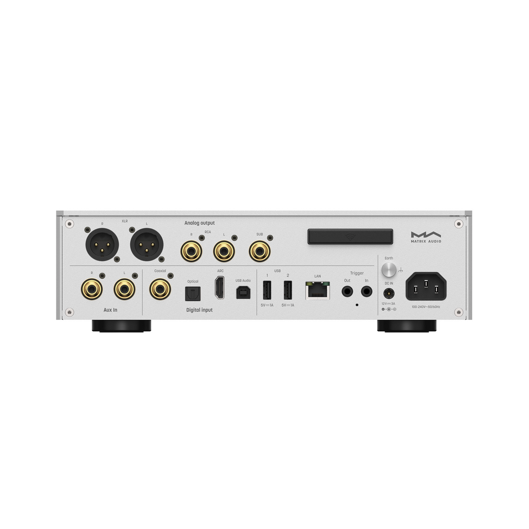 Matrix Audio TS-1 streamer, DAC and amp eye level rear whitebox