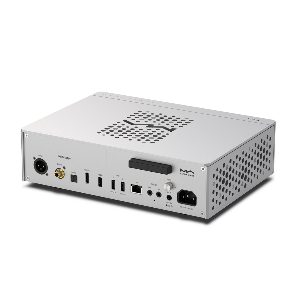 Matrix Audio TT-1 digital audio transport rear right 3 quarter whitebox