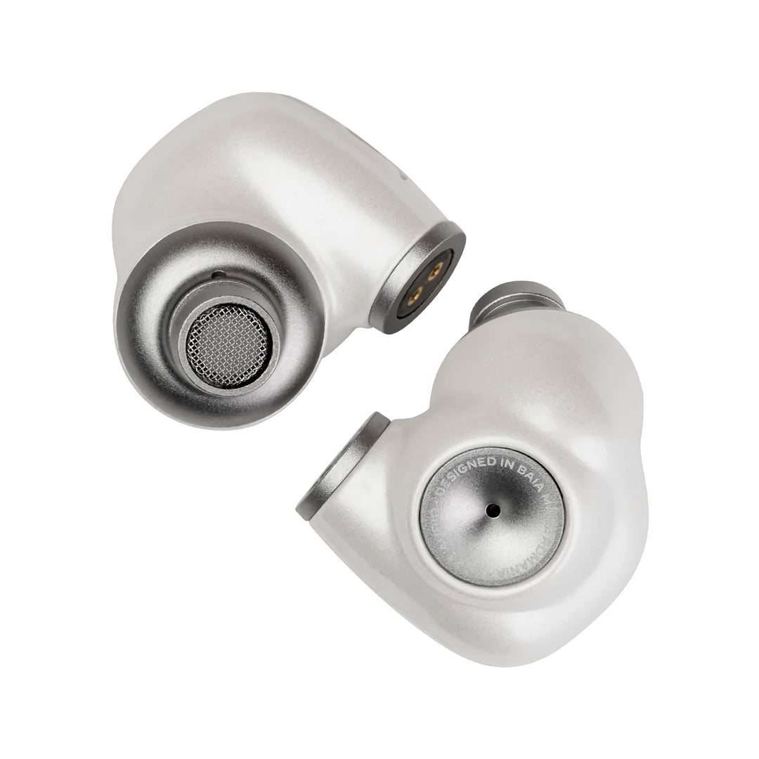 Meze Audio Alba front and rear extreme closeup whitebox